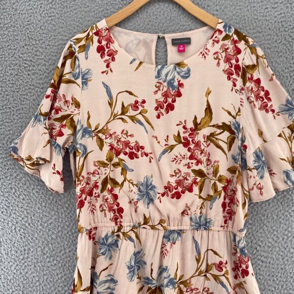 Vince Camuto Dress Womens Medium Beige Multi Floral Fit & Flare Flutter Sleeve - Picture 2 of 9